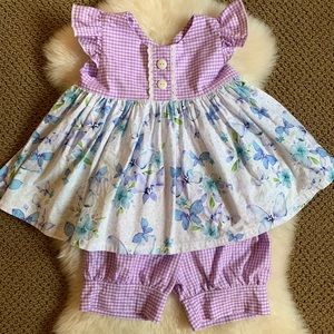 Handmade boutique size 6 butterfly top & shorts